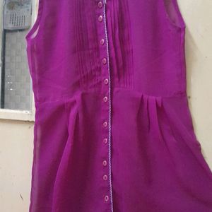 Purple Shirt Type Dress