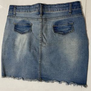 Ginger-Kitty Embroidery Denim Skirt