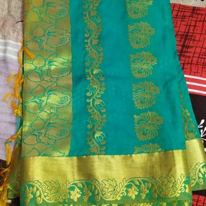 Silk Saree With Golden Zair Border