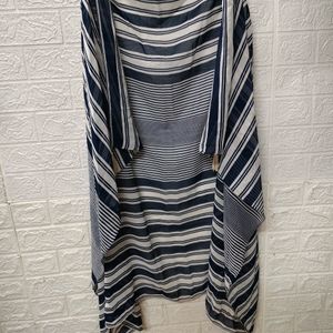 Blue And White Strip Beachwear Shrug