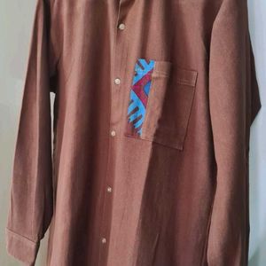 Brown Denim Cowboy Style Shirt