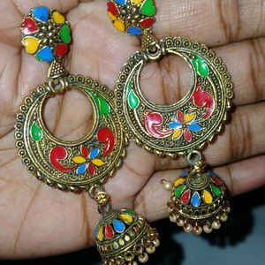 Multicolor  Metal Earring (Jhumki Style)