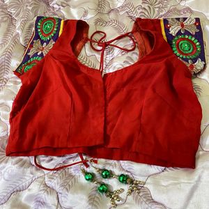 Red Green Lahnga Choli