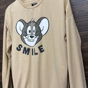 Women Beige And White Jerry Printed Sweatshirt