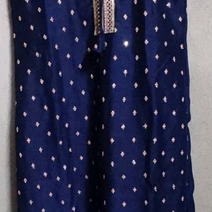 Navy Blue Kurti With Golden Hand Work👑 Tieup Neck