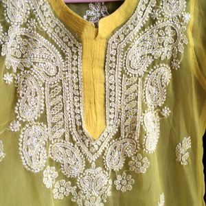 Chikankari Yellow Kurta + Inner