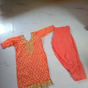 Orange Patiyala Suit