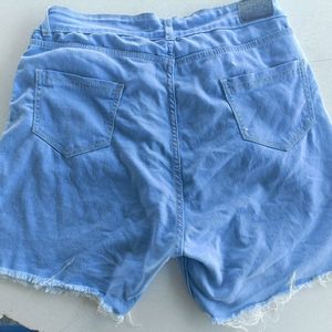 Light Blue Denim Shorts With Button Detailing