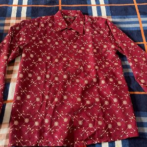 Maroon Wedding Shirt With Heavy Embroidery