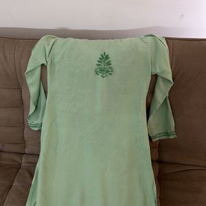 Green Chikankari Kurti