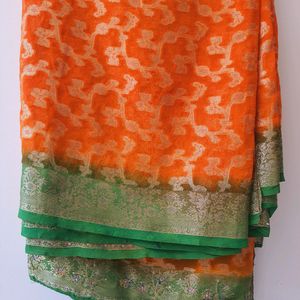 Embellished Orange Saree