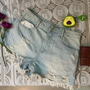 Denim Smiley Short