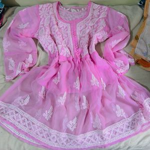 Pink Chikankari Georgette Top