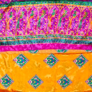 Yellow And Pink Design Saree (Unused)