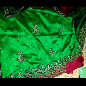 Saree Green& Red Color Combination ❤️💚