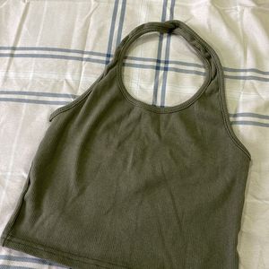 Halter Neck Olive Green Top