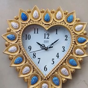 Wall Clock 30 cm X 30 cm(Golden, With Glass, Standard)