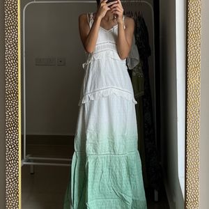 Cut Sleeve Ombre Cotton Maxi Dress