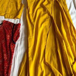 Red And Yellow Jacket Kurti For Women