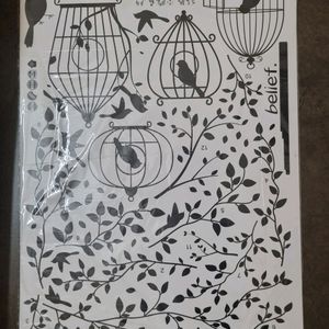 Birds Cage Design Wall Adhesive Sticker