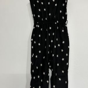 Star Printed Black Jumpsuit For Women