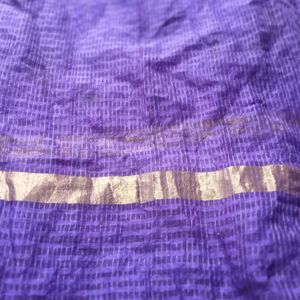 Violet Colour Shawl With Golden Line Work