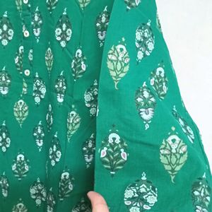 Anouk Dark Green Printed Cotton Kurta