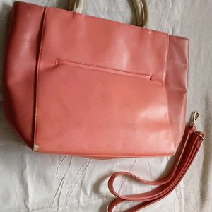 Peachy Pink Leather Purse With Belt 👜