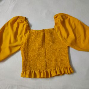 Yellow Mustard Crop Top (Stretchable)