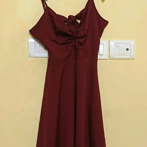 Maroon Fit And Flare Dress