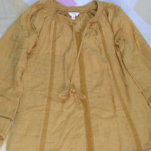 TIME AND TRU Women's Oversized Ochre Yellow Top Size S/M