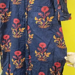 Navy Blue Kurti Print Flowers