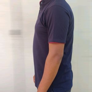 Navy Blue Short Collar Style Tshirt For Men & Boys