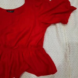 Red Peplum Top For Women