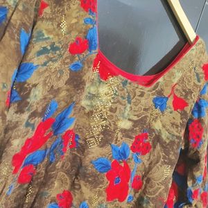 Multi 🔴🔵Floral Printed Kurti For 40 Bust