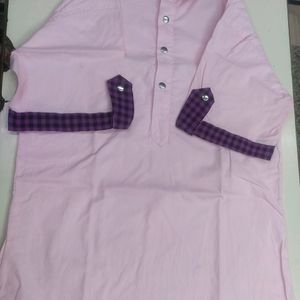 Pink Collor Half Sleeves Kurta