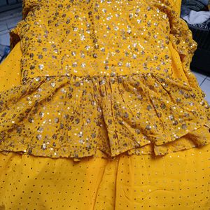 Yellow Mustard Lehnga Choli+ Golden Potli