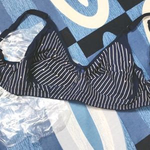 Clovia Non wired tshirt bra (Blue Colour With Stripes)