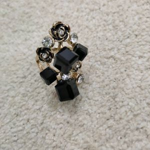 Black Rose Flower Ring