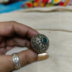 Silver Replica Statement Ring With Chitai Carving