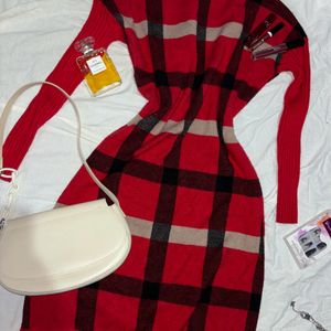 Checked Woollen Sweater dress