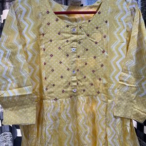 Flared Yellow Long Kurti