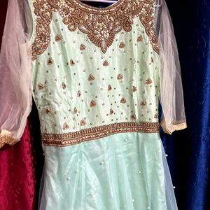 long floor length gown for party with dupatta