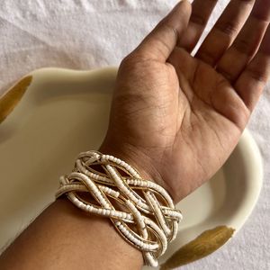 White Pearl Golden Kada