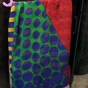 Multi Color Saree With Blouse And Patticoat