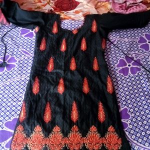 A Beautiful Red & Black Colour Kurti