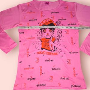 💃 Girl's Full Sleeve T-shirt 32 Inch Pink