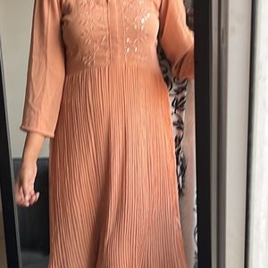 Nude Shade Dress With Mirror Work