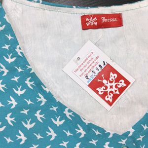 BLUE BIRD PRINT DRESS