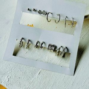 Silver Hoop N Stud Combo Pack Of 8